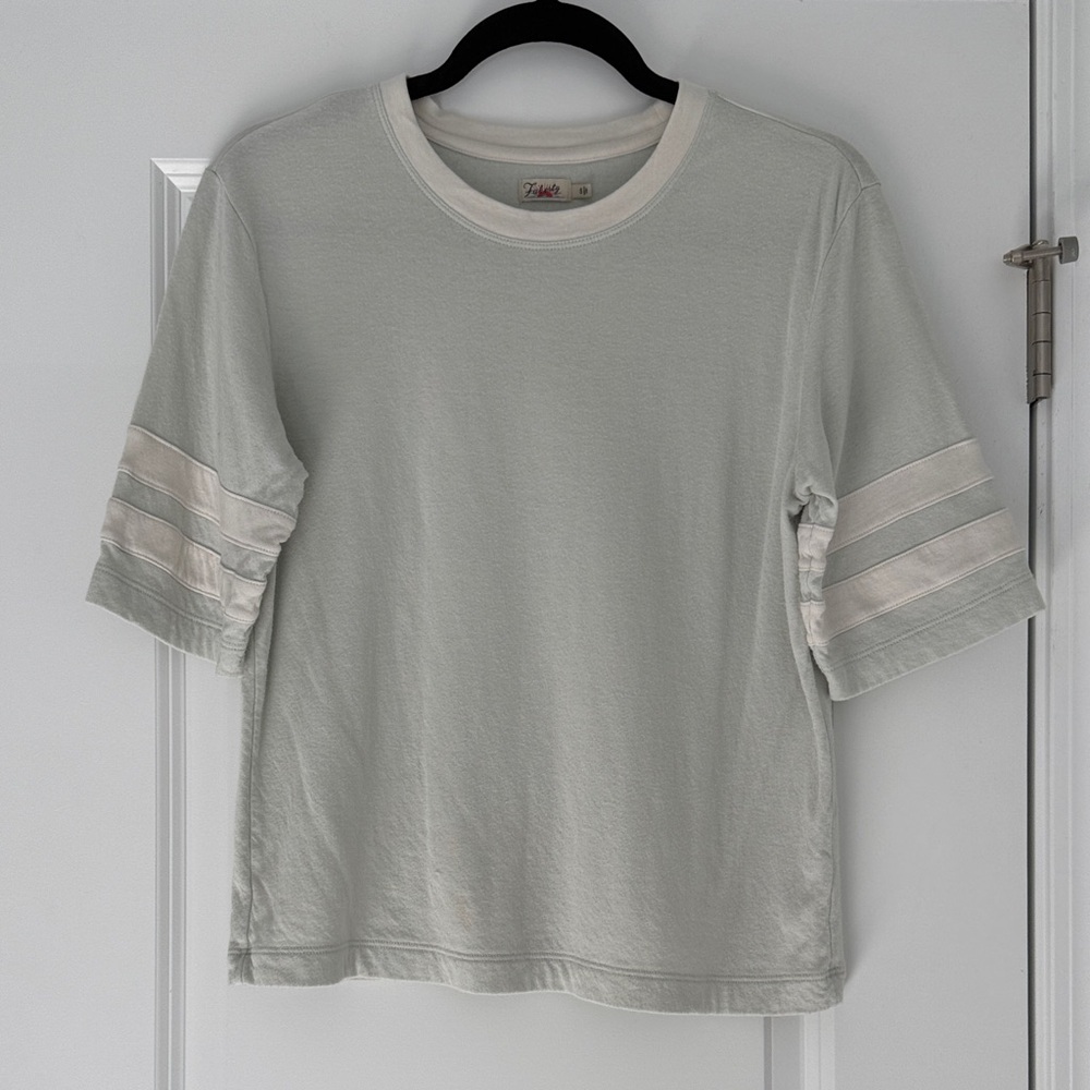 Faherty Mint and Cream Varsity Tee